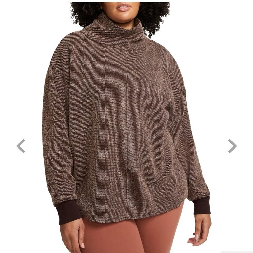 Nike Yoga Luxe Cover Up Mock Neck Chocolate Brown Size S Athletic